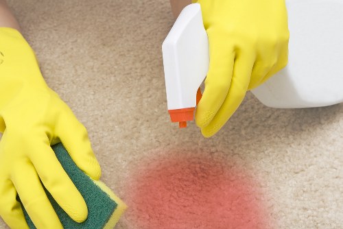 Professional steam carpet cleaning equipment being used in a Barnes home